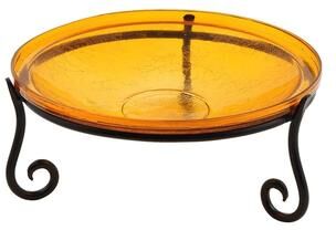 Achla Designs Reflective Crackle Glass Birdbath Bowl With Short Stand II, 14 Inch Diameter, Cobalt Blue