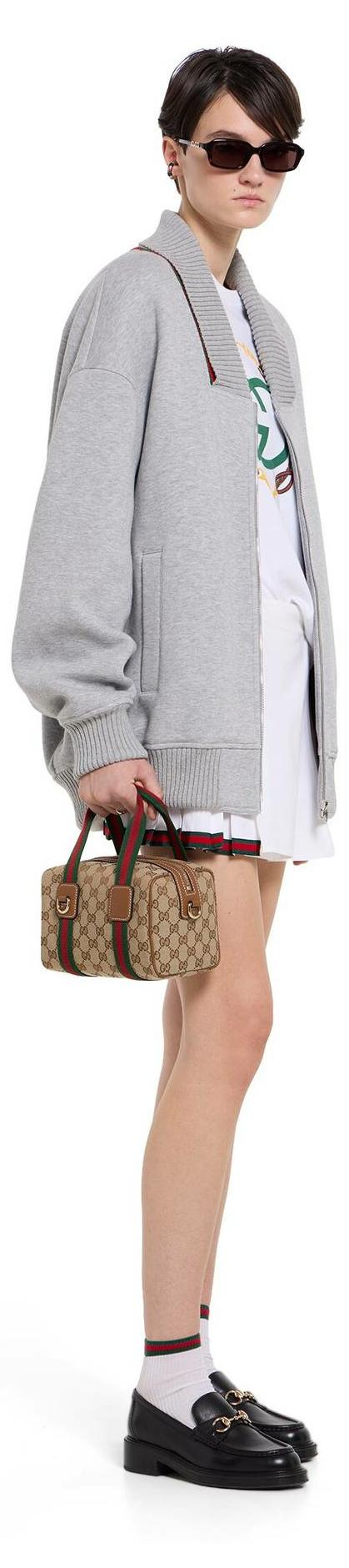 Gucci Damen Mini-Henkeltasche aus Original GG Canvas und Duomo-Lux-Leder, kompaktes Format