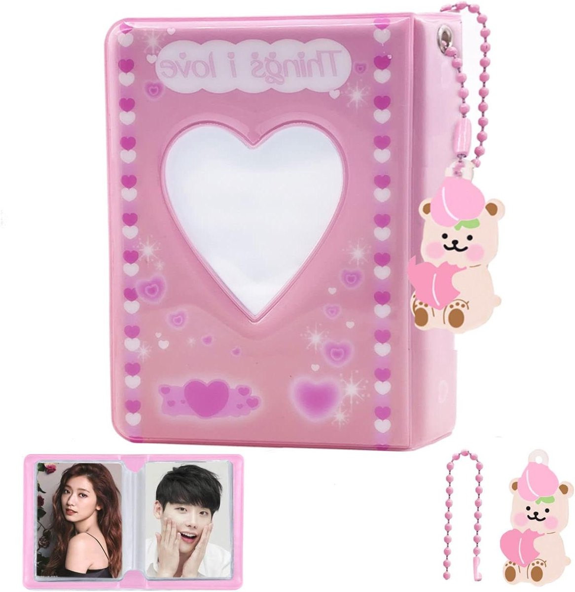 Fotokaart Binder Roze Liefde met Uniek Hart Patroon voor 40 Foto's