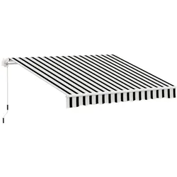 Outsunny Gelenkarmmarkise 395 cm Markise mit Handkurbel Sonnenschutz Wandmontage Alu Weiß+Blau 395x245cm