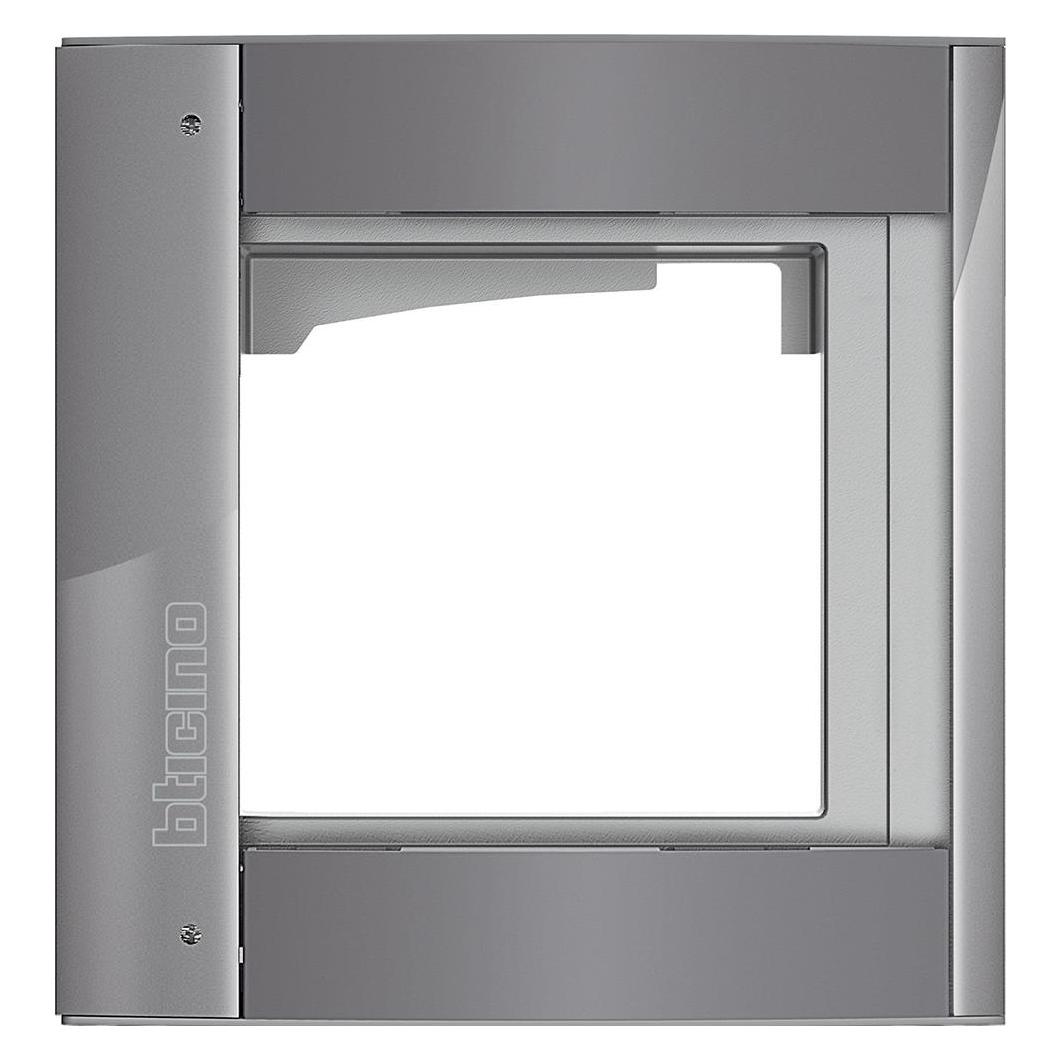 Bticino Abdeckrahmen + Modulträger 1 Modul, Türstation SFERA Aluminium (350213)