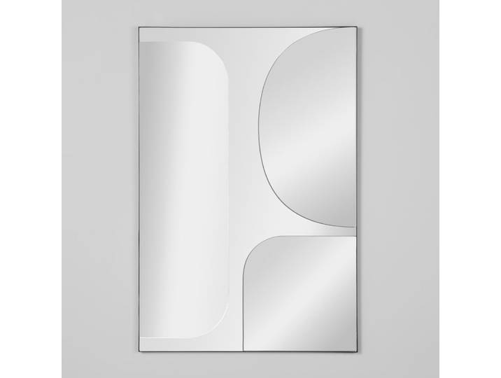 Rechteckiger Spiegel aus schwarzem Stahl, graviert, 75 x 110 cm