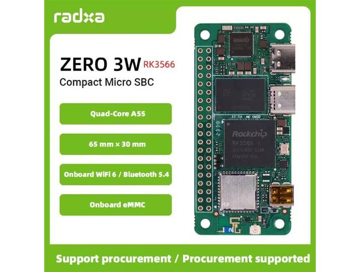 Radxa Zero 3W Quad Core RK3566 8 Go de RAM Wifi6 BT5.4 Mini SBC Linux Orange Pi Ordinateur monocarte Kit de développement IoT Usine