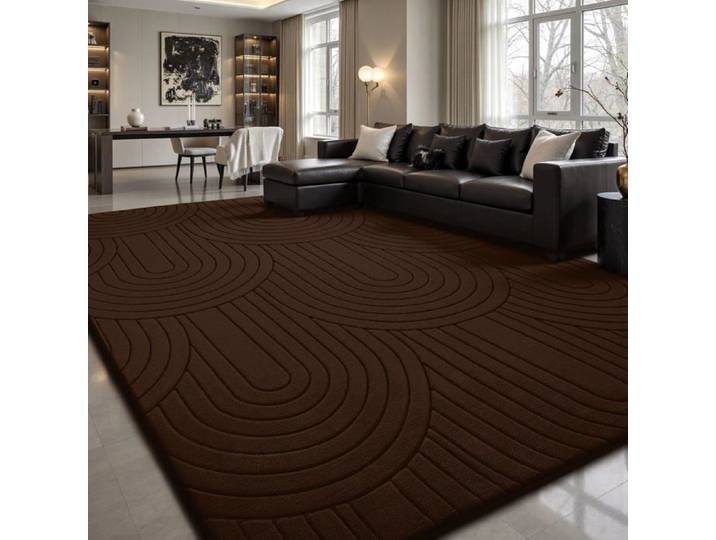 Tapis - SOUR LEMON - 3D motif demi-cercle - 275x370 cm - Marron - Lavable antidérapant
