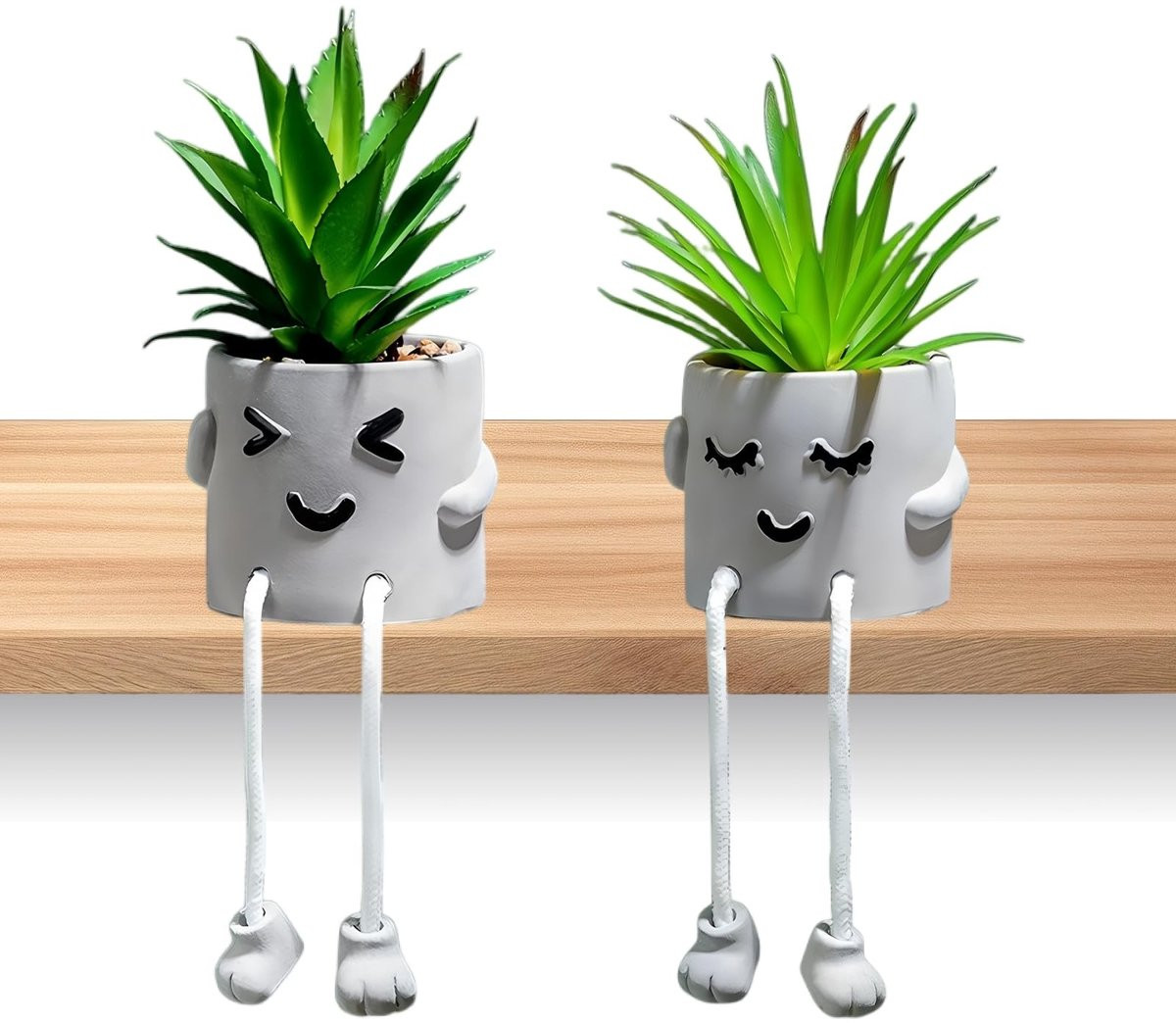 Dailygoods Levensechte Kunstplanten voor Binnen - Onderhoudsvrije Vetplanten in Pot met Hangende Constructie