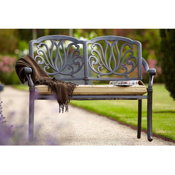 HARTMAN Amalfi 2-Sitzer Bank, bronze, Alu-Guss, inkl. Wendekissen