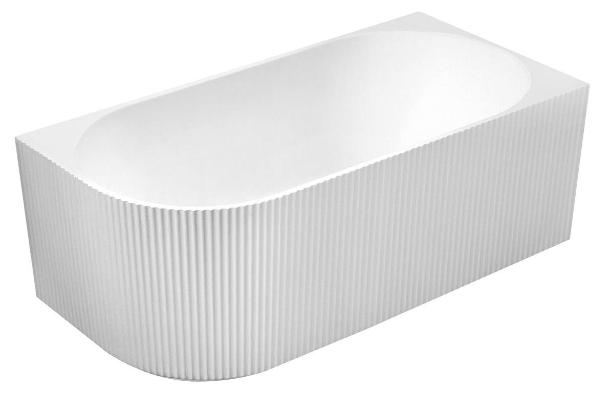 TIBERA STRIP R Eckbadewanne, 170x80cm, Wellenpaneel, Weiß