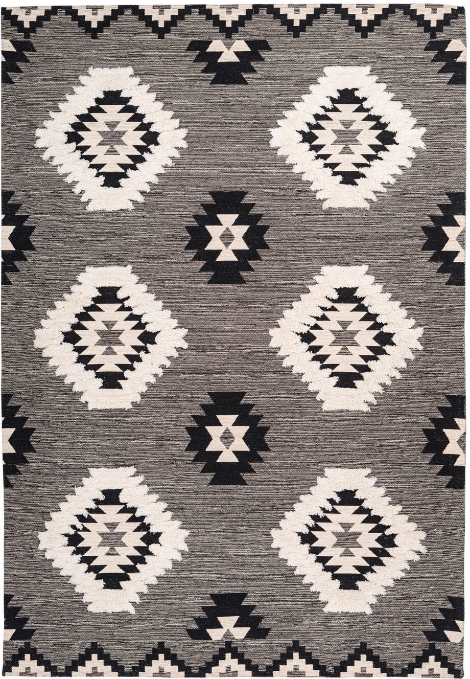 Arte Espina "Ethnie 400" rechteckig 10 mm Höhe 3D-Design, Kurzflorteppich, Ethno-Design grau B : 120cm 1 Stk., 10mm, L: 170cm