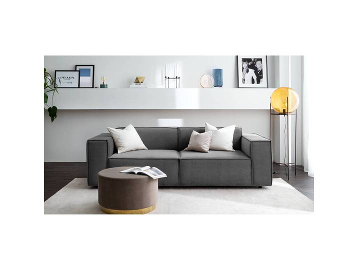 2,5-Sitzer Sofa Grau/Grau Samt Shyla 223 x 70 x 96cm Keine Funktion Glamour