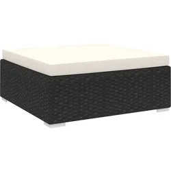 vidaXL Modular-Fußhocker 1 Stk. + Auflagen Poly Rattan Schwarz