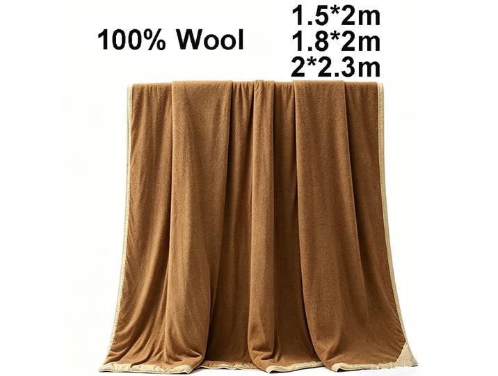 Couverture en laine 100% pure, 1,5*2/1,8*2/2*2,3m, couverture chaude et confortable pour l'hiver, pour adultes, enfants, camping, voyages, hôtel