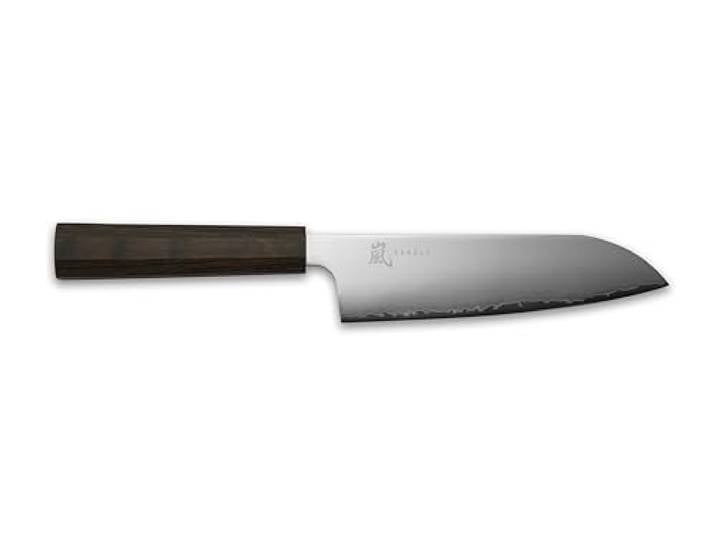 Yaxell HANA Santokumesser aus Edelstahl und Griff aus Pakkaholz in der Farbe Braun, Länge: 16,5 cm, 34801
