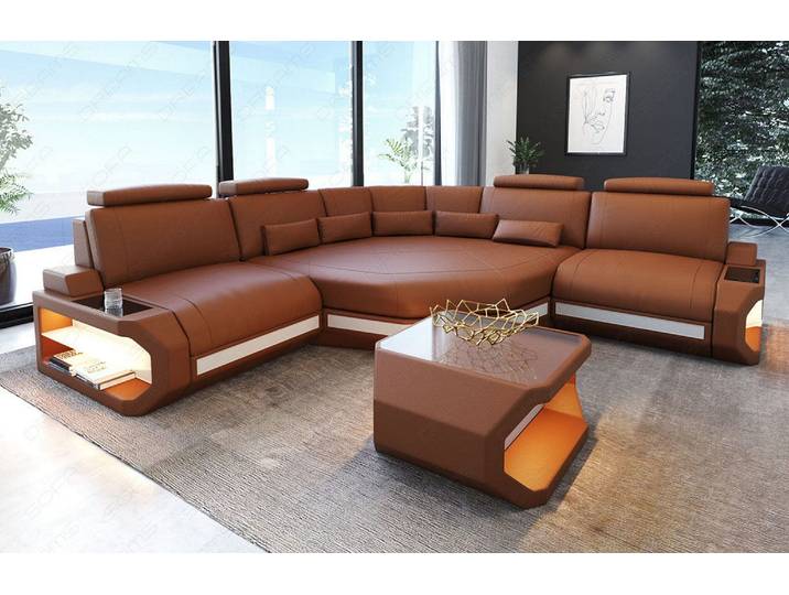 Mini Ecksofa Asti Kompakt L-Form in Leder