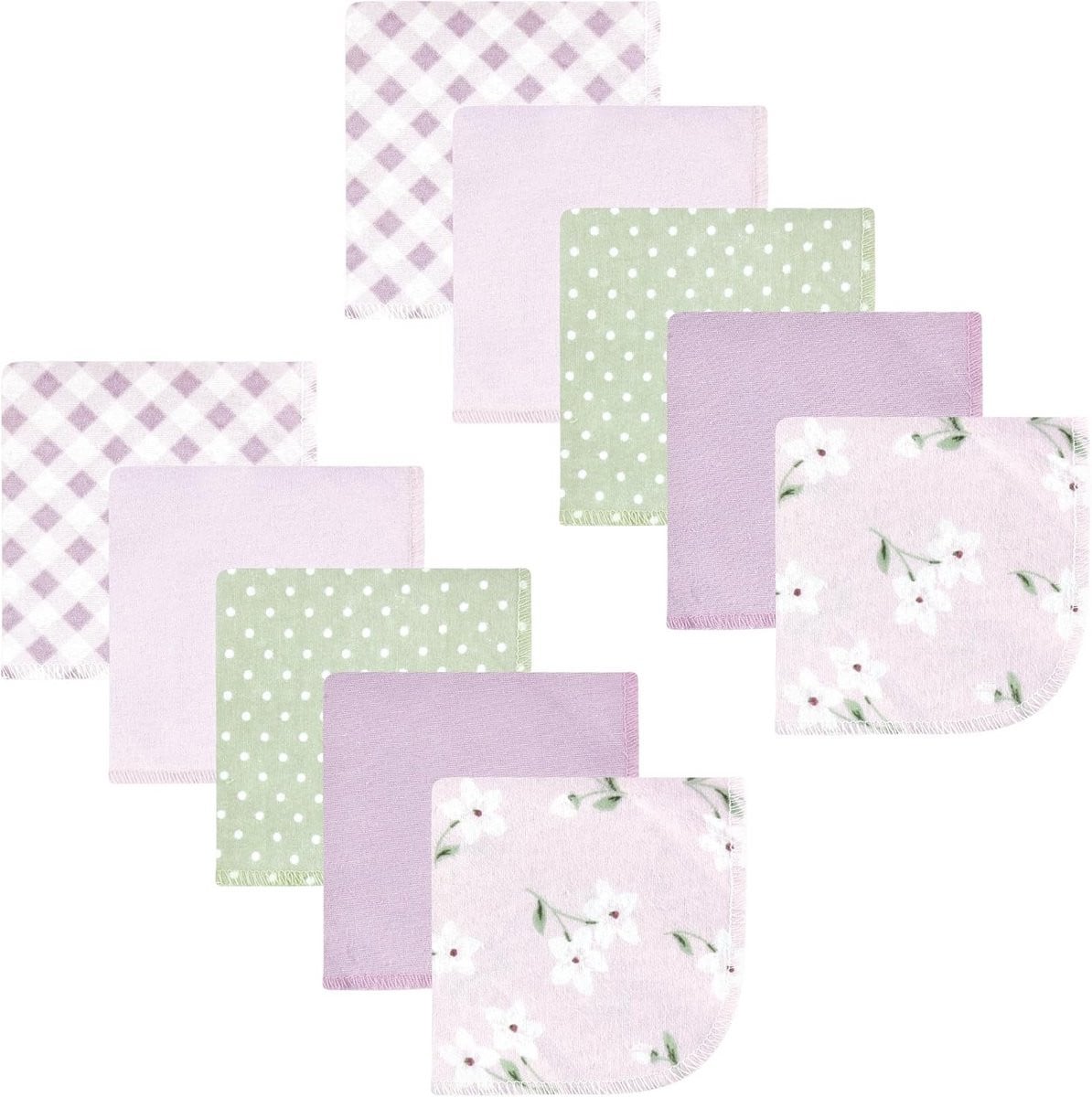 Set van 10 paarse baby washandjes van katoenflanel