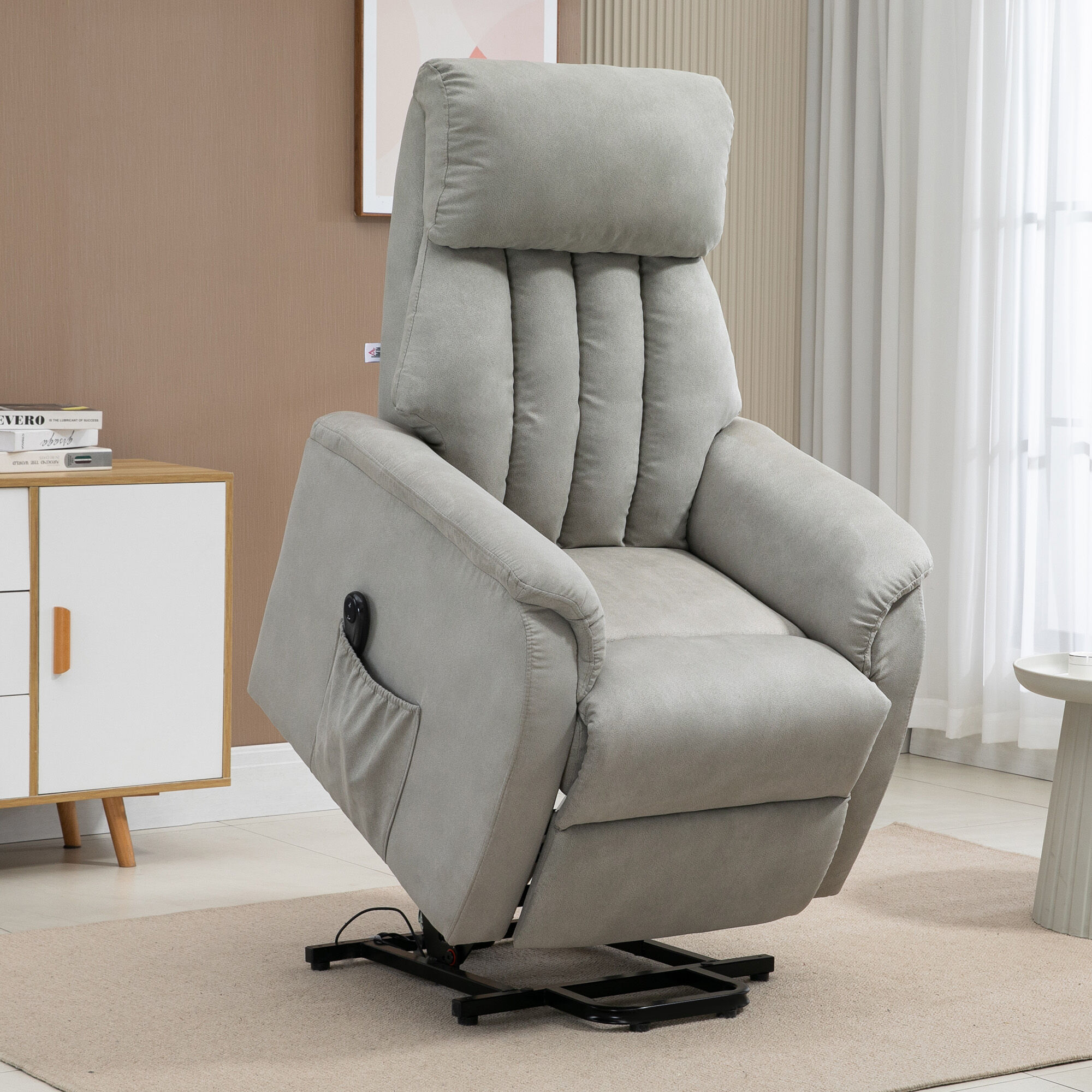 Altro Poltrona Alzapersona Reclinabile 150° Max Con Telecomando E Poggiapiedi, 75x93x110 Cm, Grigio