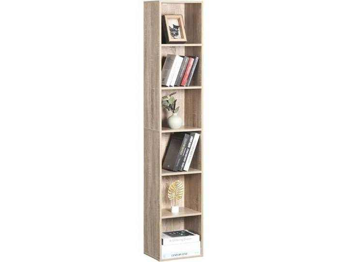 Bibliothèque en Panneaux de Particules WOLTU - Étagère de Rangement - 6 Compartiments - Chêne