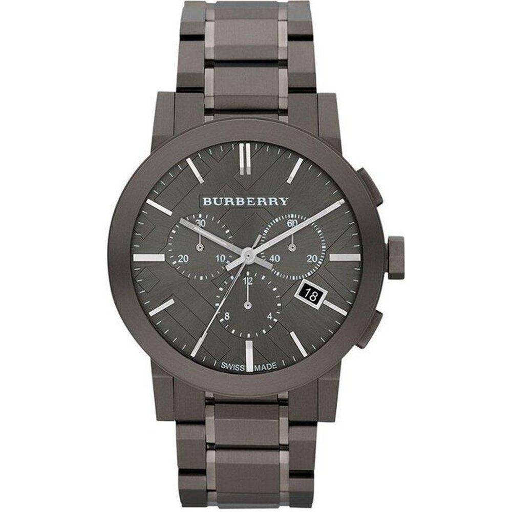 Burberry BU9354 Herrenuhr mit grauem Karo und Ionenplattierung aus Edelstahl