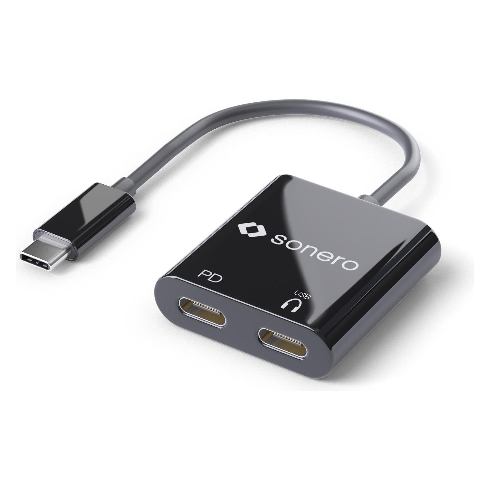 Sonero USB-Audio Konverter Premium, USB-C Stecker auf 2x USB-C Buchse (Digital -> Analog) (X-UA210)
