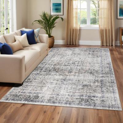 Garvee Oriental Blossom Distressed Print Area Rug