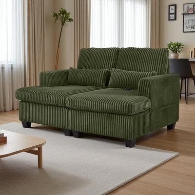 ZWYO HOSIMU "61"" Fluffy Corduroy Loveseat with Square Armrests, Adjustable Back, and Space-Saving Design, Sofa with Modular Freedom"