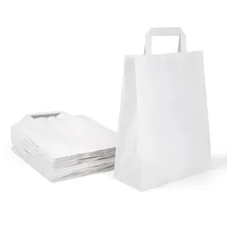 Inoverse 250 stk Papiertüten mit Henkel, 32+12x40 Papiertragetaschen, Weiß Geschenktüten, Papiertaschen