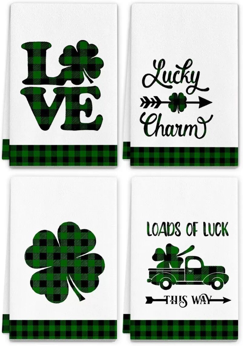 INF 4er-Pack St. Patrick's Day Grüne Mikrofasertücher - Vielseitige Geschirrtücher