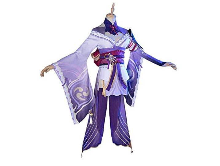 PUYYDS Spiel Genshin Impact Raiden Shogun Cosplay Kostüm Baal Perücke Beelzebul Cosplay Kostüm Sexy Frauen Kimono Kleid Uniform Party Anzug
