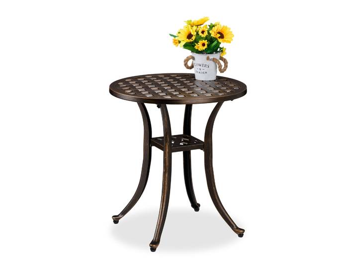 Antiker Gartentisch rund Gold-Schwarz