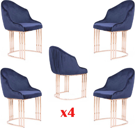 Set van 4 moderne design eetkamerstoelen met textiele bekleding