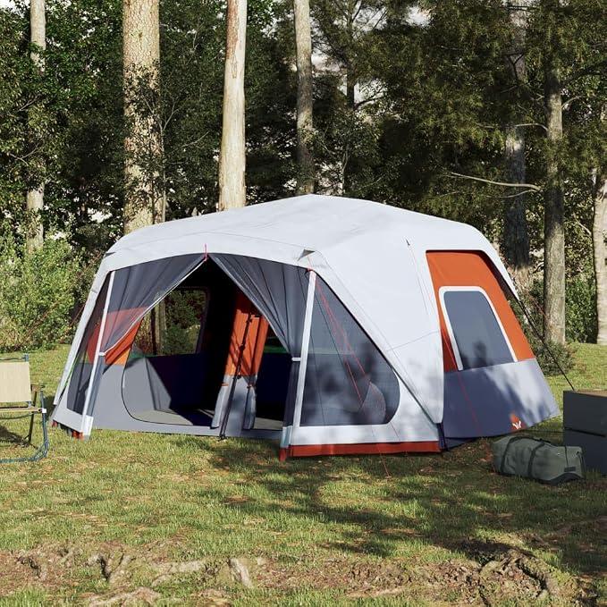 Familienzelt mit LED 10 Personen Hellblau Quick Release Garten | Campingzelt, leicht Kuppelzelt Camping Zelt Einfacher Aufbau für Wandern Backpacking