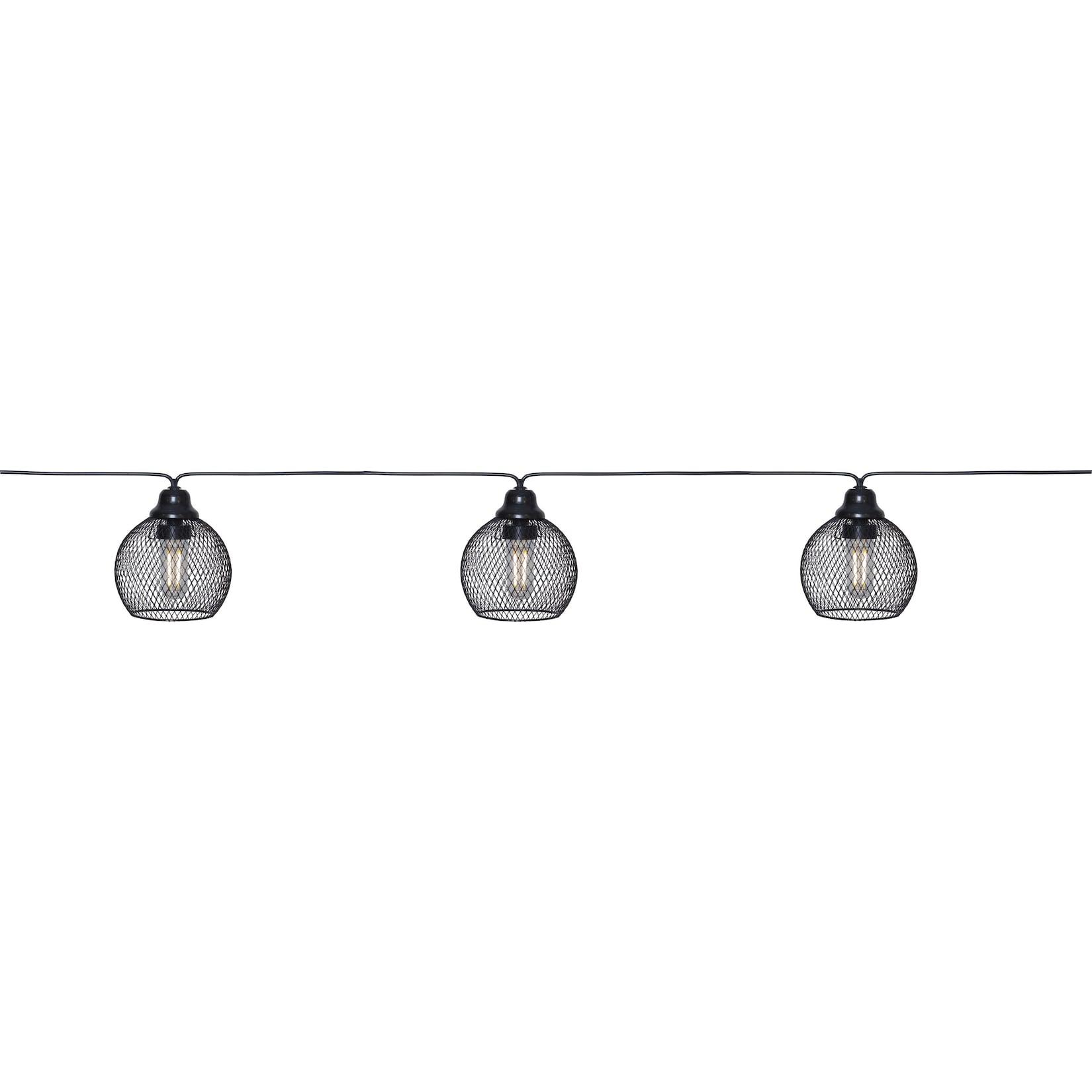 Star - Solar-Lichterkette Sunlight , 8-flammig , Schwarz - LED-Deko-Leuchten aus Metallgeflecht mit warmweißem Filament-Licht , solarbetrieben mit Akku - ideal für Garten & Balkon