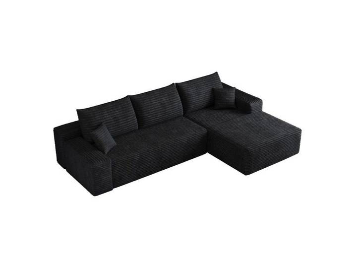 Canapé d'angle modulable L noir 270x175x83cm méridienne assise profonde compressible monté salon appartement