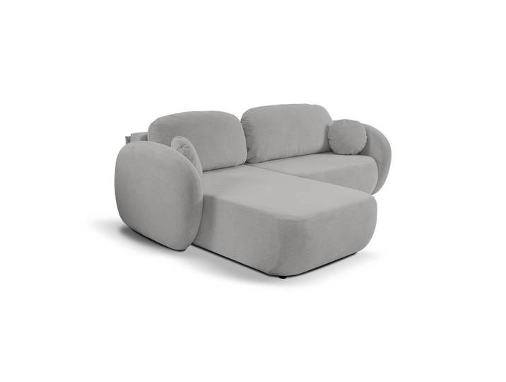 ECKSOFA AMICO L-S Hellgrau Geflochtener Stoff mit Schlaffunktion