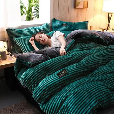 Uplifted Goods Thick Velvet Duvet Cover Set For Warm Winter Bedding green 200x230cm Set