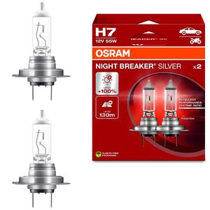 OSRAM Auto-Lampe Night Breaker Silver, H7, 12 V / 58 Watt, Scheinwerferlampe, Halogen, 2 Stück