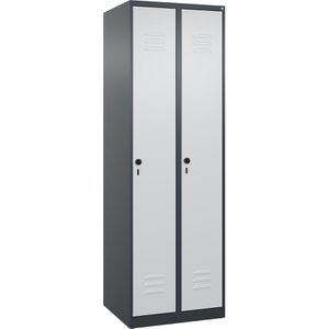 CP-Möbel Spind Classic PLUS, lichtgrau, 2 Abteile, mit Drehriegelschloss, 60 x 185 cm