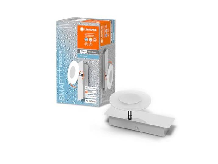 LEDVANCE Smart LED Badezimmerlampe chrome, 8W, 700LM, 3000-6500K, 20cm, IP44, Orbis Round Wandleuchte, Badezimmerleuchte mit Wifi Technologie, dimmbar, steuerbar über App und Sprachassistenten