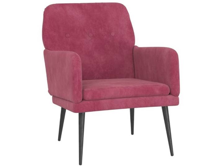 Fauteuil Rouge bordeaux 62x79x79 cm - Dimensions L62x P79xH79 cm - Velours 100% polyester 8530182