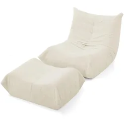 LAZY SOFA Teddyfell Optik mit Hocker weich & ergonomisch