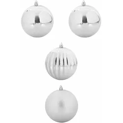 vidaXL Weihnachtskugel-Set 4 pcs Silber Kunststoff