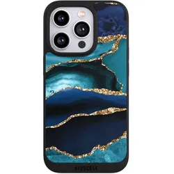 Nivocase Handyhülle für Apple iPhone 14 Pro Hülle NIVOpure Case Schwarz Glitzer Look Marmor Trends (Apple iPhone 14 Pro), Smartphone Hülle, Schwarz