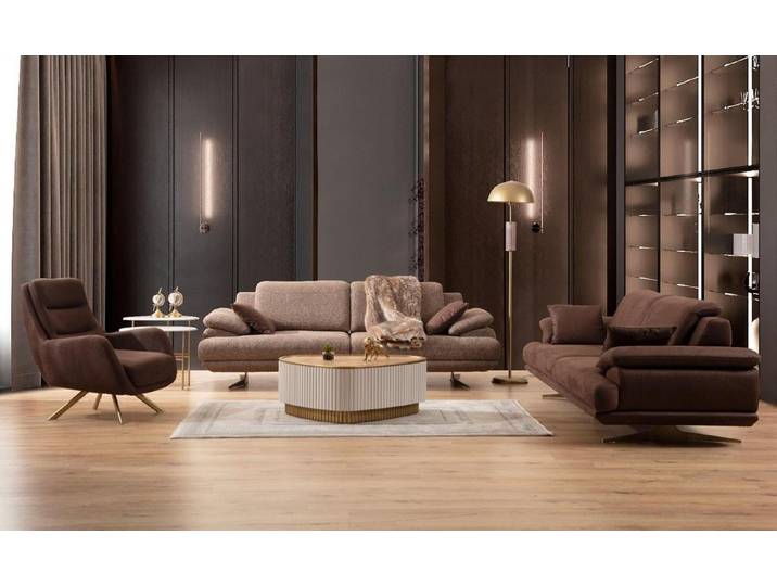 Xlmoebel Polstergarnitur Braune Designer-Sofa-Garnitur mit elegantem Design und Komfort, (Sofa-Garnitur, 3-tlg., 3tlg.Wohnzimmer Set (Sofagarnitur 3+3+1 Sitzer), Hergestellt in Europa