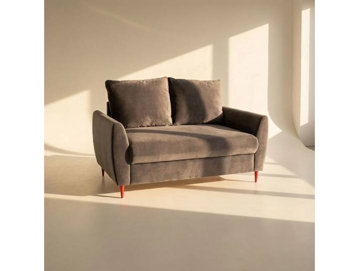 Canapé droit fixe 2 places en velours CASTOR - 180x92x78 - GRIS ANTHRACITE - salon moderne