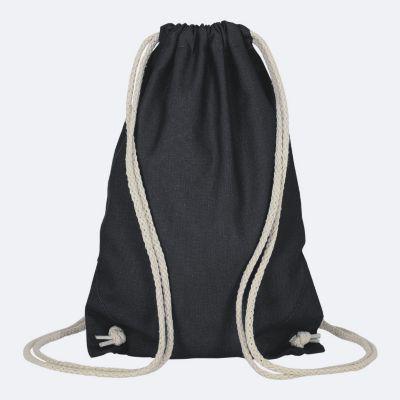 Event Festival Beutel TEXXILLA, A4, als Rucksack nutzbar, naturfarbene/kürzbare Kordeln, OEKO-TEX® STANDARD 100, L 210 x B 290 mm, Baumwolle, schwarz