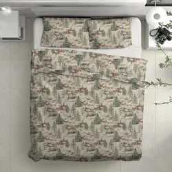 Traumschlaf Mako-Satin Bettwäsche Winterlandschaft beige 155x220 cm + 80x80 cm - beige;grün