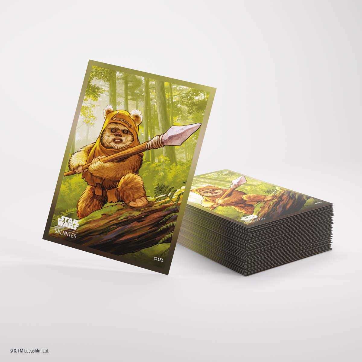 Gamegenic Star Wars: Unlimited Premium Art Sleeves - Wicket, 80 Art Sleeves and 2 Clear Sleeves for Standard-Sized Trading Cards, Officially Licensed