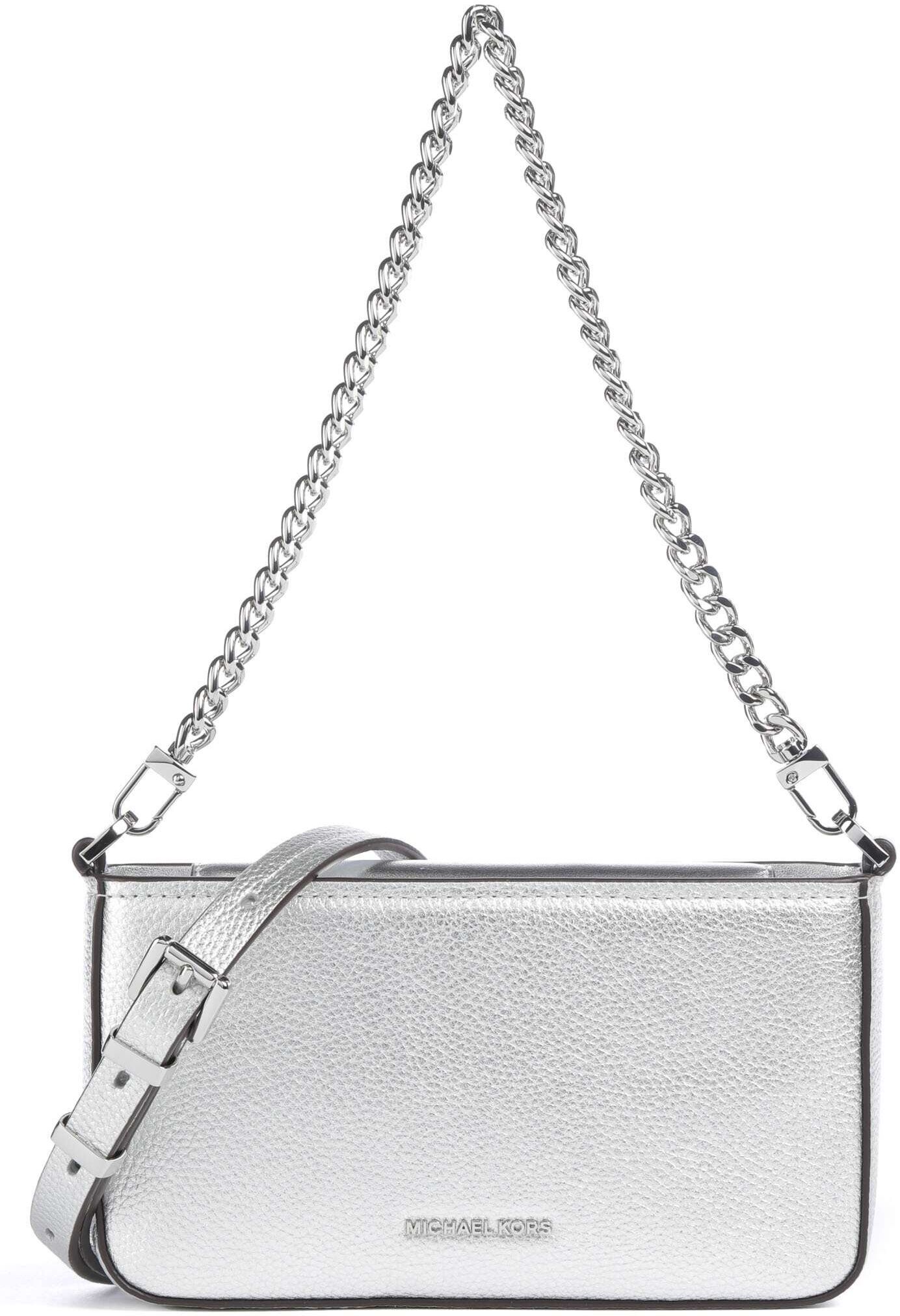 Michael Kors Bryant Small Schultertasche aus Leder, silber