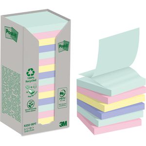 Post-it Haftnotizen Recycling Z-Notes, pastell, 76 x 76mm, selbstklebend, 16x 100 Blatt