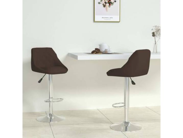 VIHHQGC Barhocker 2 STK. Braun Kunstleder mit verchromtem Stahlgestell 360 Grad drehbar, Gasdruckfeder, pflegeleicht, stabil, modern, vielseitig einsetzbar