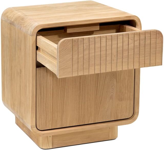 MOYCOR Mesita de noche madera beige 45x40x55 cm